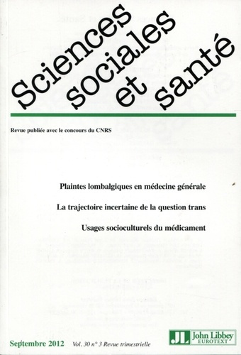 Sciences Sociales et Santé Volume 30 N° 3, septembre 2012