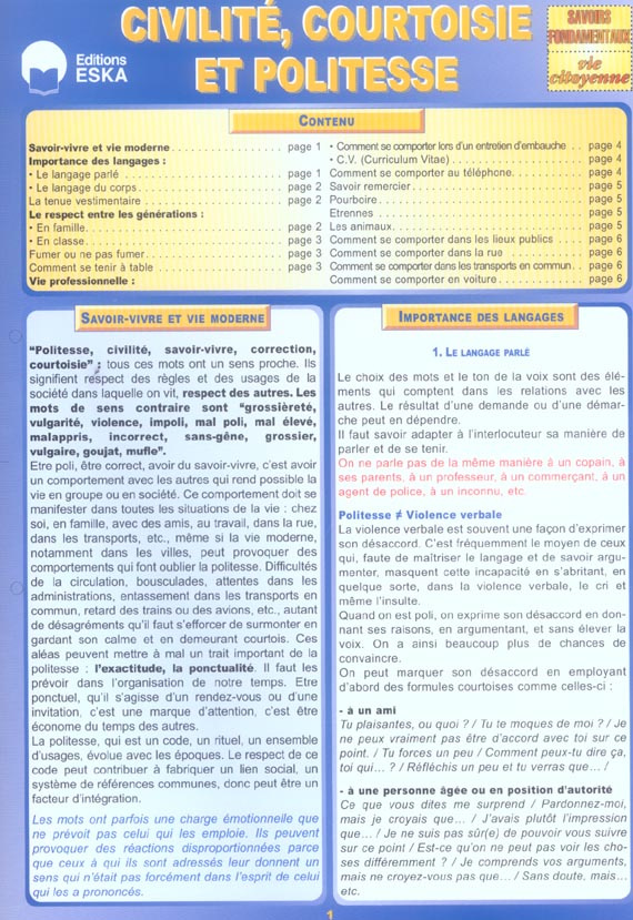 Civilité, courtoisie et politesse