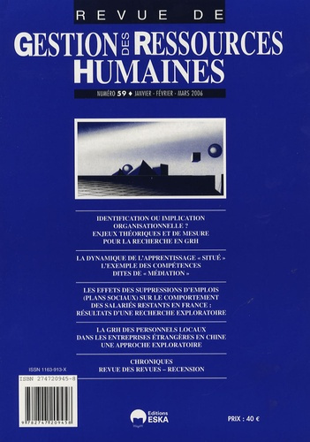 Revue de Gestion des Ressources Humaines N° 59, Janvier-Février, Mars 2006