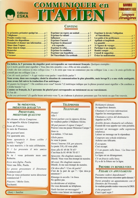 Communiquer en Italien