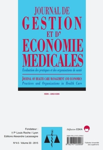 Journal de gestion et d'économie médicales N° 4-5, Volume 33, 2015