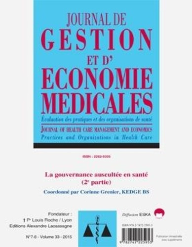 Journal de gestion et d'économie médicale N° 7-8, volume 33