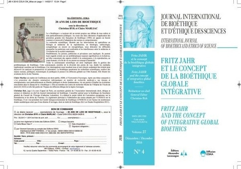 Journal International de Bioéthique Volume 27 N° 4/2016