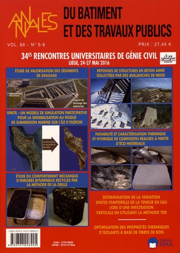 Annales du bâtiment et des travaux publics Volume 68 N° 5-6/2016 : 34e Rencontres Universaitaires de