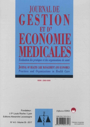 Journal de gestion et d'économie médicales Volume 35 N°4-5, 2017