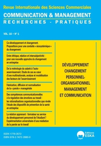 Communication et management Volume 16 N° 1/2019 : Développement/changement personnel-organisationnel