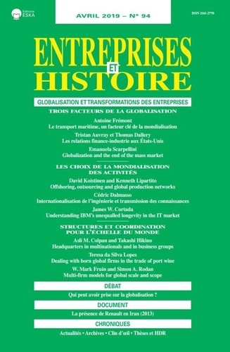 Entreprises et Histoire N° 94, avril 2019 : Globalisation et transformations des entreprises