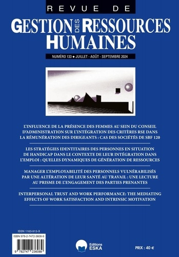 Gestion des ressources humaines n°133. Manager l'employabilité des personnels vulnérabilisés