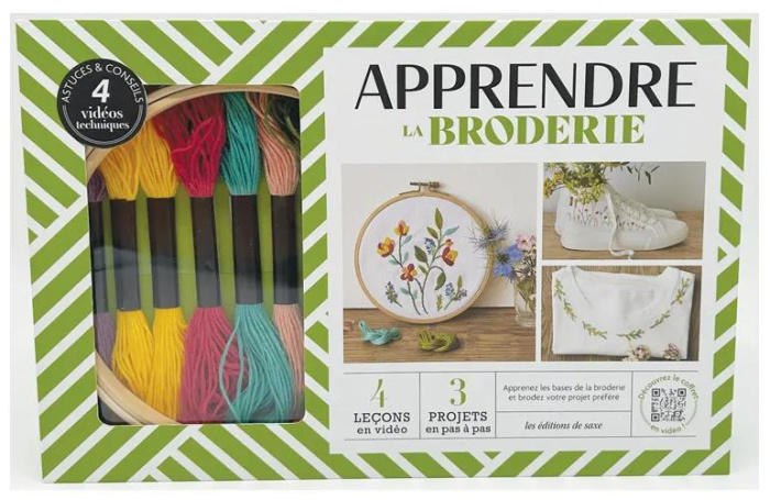 Coffret Apprendre la broderie. Apprenez les bases de la broderie et brodez votre projet préféré