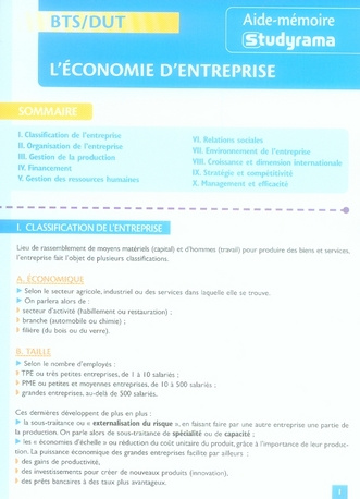 L'économie d'entreprise BTS/DUT