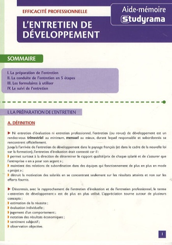 L'entretien de développement