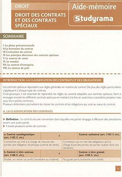 Droit des contrats et des contrats spéciaux