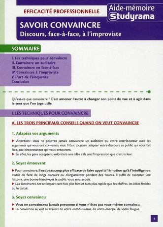 Savoir convaincre. Discours, face-à-face, à l'improviste