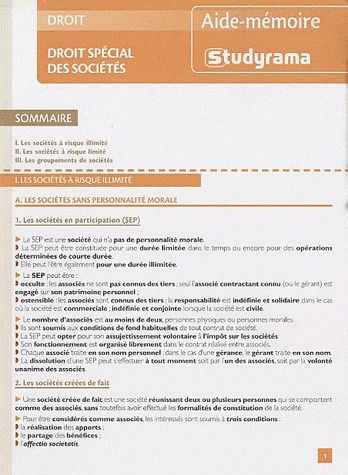 Droit spécial des sociétés