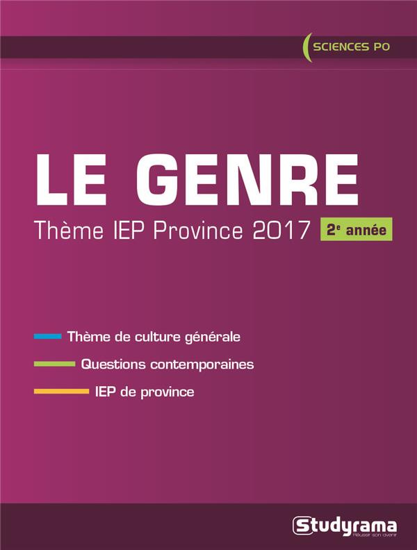 Le genre. Thème IEP province (2e année), Edition 2017