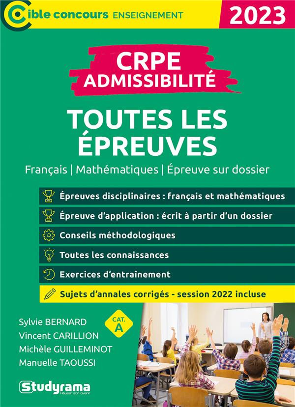 CRPE admissibilité toutes les épreuves. Edition 2023