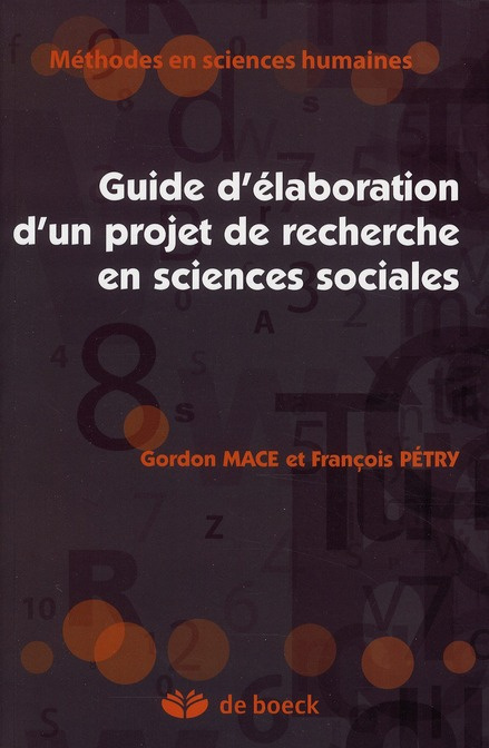 Guide d'élaboration d'un projet de recherche en sciences sociales