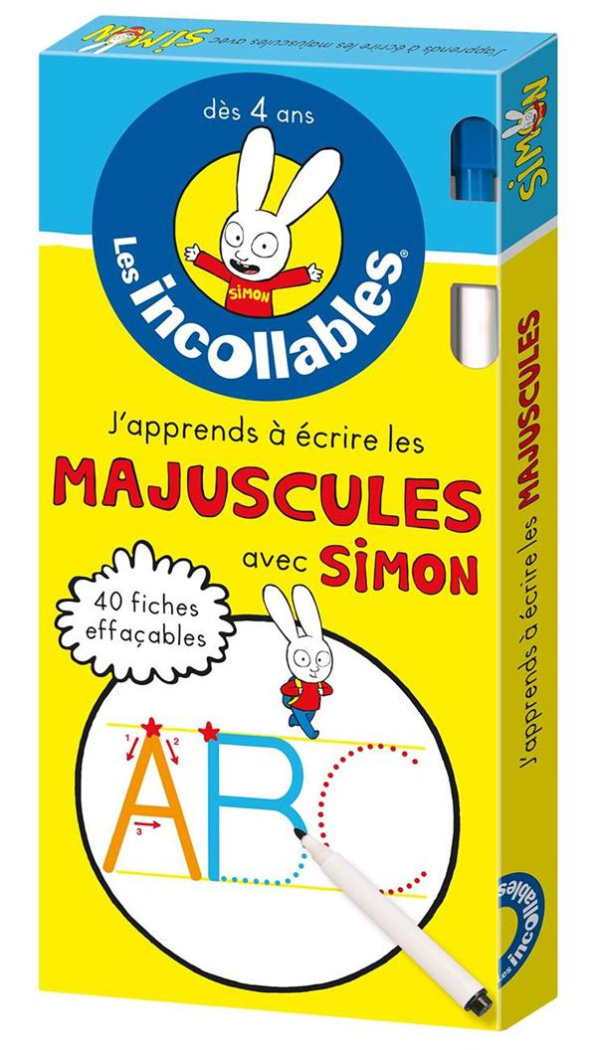 J'apprends à écrire les majuscules avec Simon. 40 fiches effaçables   feutre
