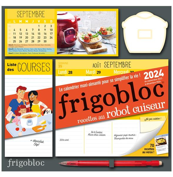 Frigobloc Hebdomadaire Robot cuiseur. Le calendrier maxi-aimanté pour se simplifier la vie ! Avec un