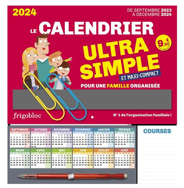 Frigobloc le calendrier ultra simple et maxi-compact pour une famille organisée. Edition 2023-2024