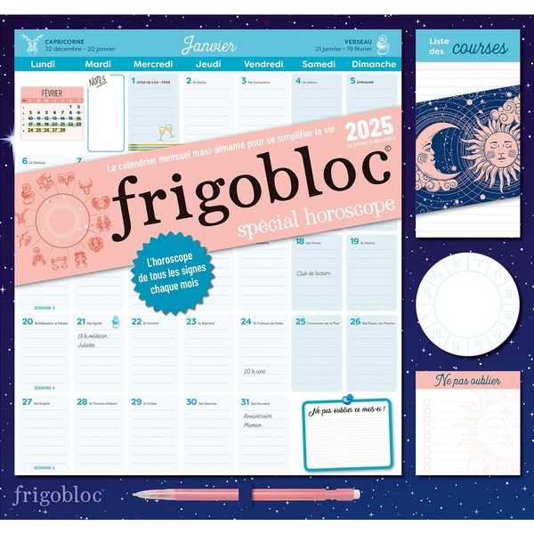 Frigobloc mensuel spécial horoscope. Avec un crayon, Edition 2025