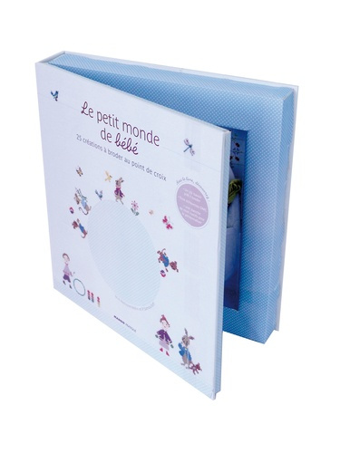 Coffret Le petit monde de bébé. 25 créations à broder au point de croix. 1 livre, 3 échevettes et un