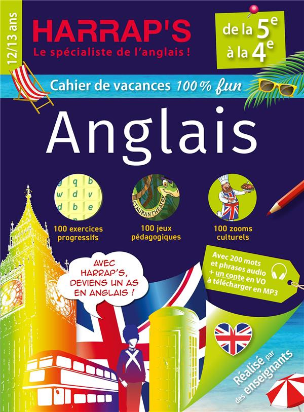 Cahier de vacances Anglais de la 5e à la 4e. 100% jeux, Edition 2024