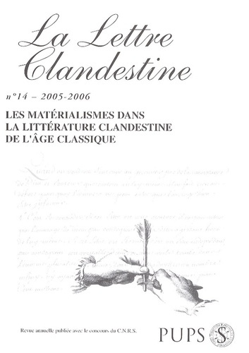 La Lettre Clandestine N° 14/2005-2006 : Les matérialismes dans la littérature clandestine de l'Age c