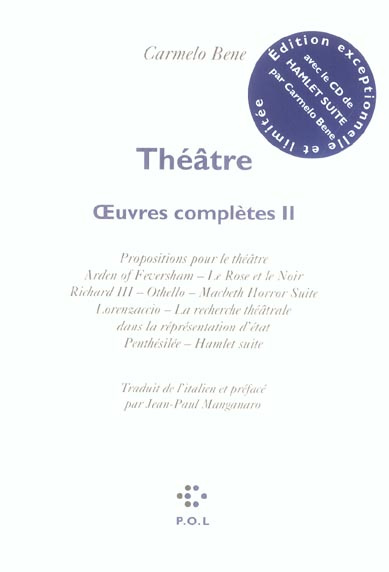 Oeuvres complètes. Tome 2, Théâtre, avec 1 CD audio