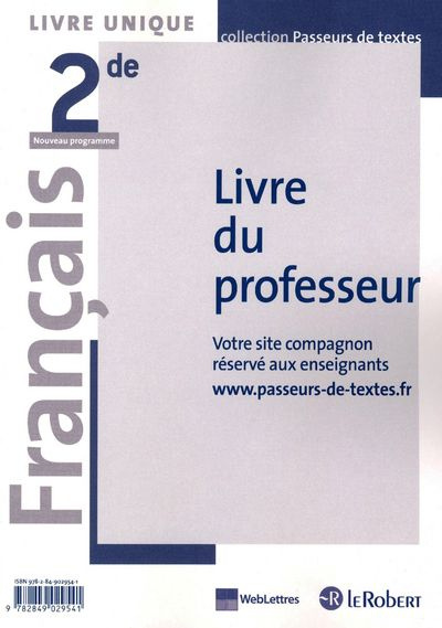 FRANCAIS 2DE LIVRE UNIQUE LIVRE DU PROFESSEUR