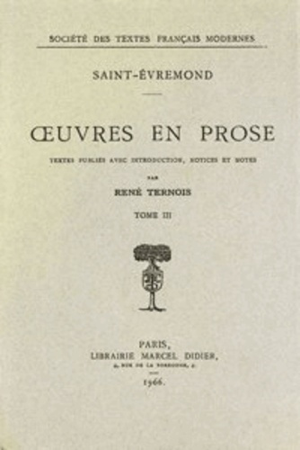 oeuvres en prose. Tome III