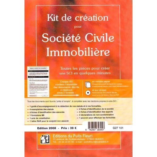KIT DE CREATION POUR SOCIETE CIVILE IMMOBILIERE.TOUTES LES PIECES POUR CREER UNE - TOUTES LES PIECES