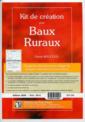 KIT DE CREATION POUR BAUX RURAUX - POCHETTE - TOUS LES ELEMENTS POUR REDIGER EN QUELQUES MINUTES VOS