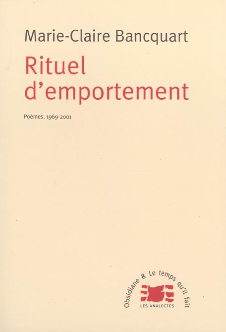 Rituel d'emportement. Poèmes, 1969-2001