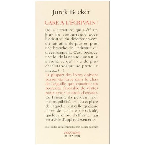 Gare à l'écrivain !. Essai