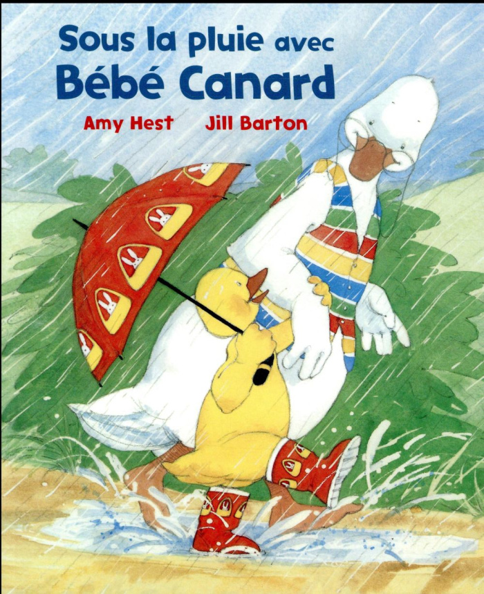 Sous la pluie avec bébé canard