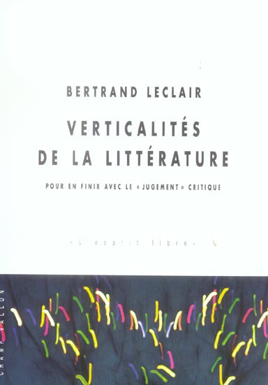 VERTICALITES DE LA LITTERATURE