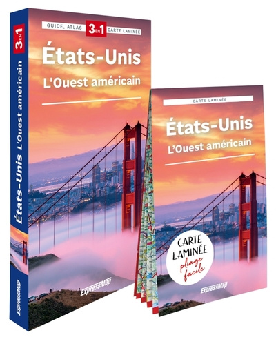 États-Unis. L'Ouest américain - Guide   Atlas   Carte laminée 1/4 750 000, Edition 2024