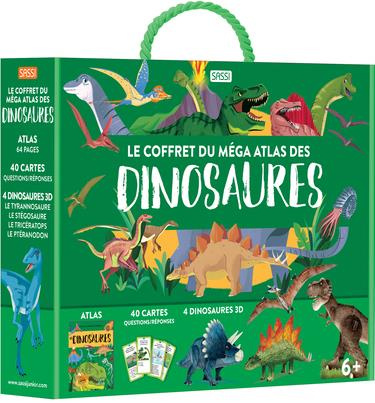 Le coffret du méga atlas des dinosaures . Avec 40 cartes, et 4 dinosaures 3D