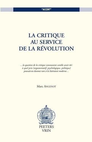 LA CRITIQUE AU SERVICE DE LA REVOLUTION