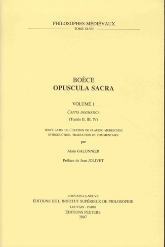 OPUSCULA SACRA VOLUME 1, CAPITA DOGMATICA