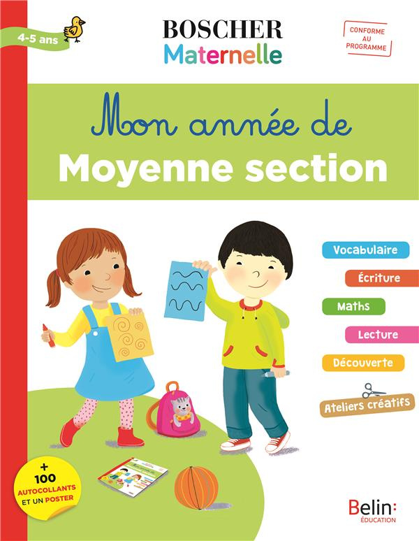 Mon année de moyenne section 4-5 ans.   100 autocollants et un poster, Edition 2019