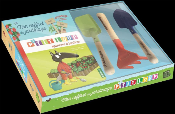 Mon coffret de jardinage P'tit loup. Le livre P'tit loup apprend à jardiner avec 1 pelle, 1 râteau,