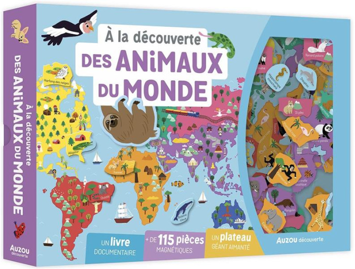 A la découverte des animaux du monde. Coffret avec un plateau géant aimanté et plus de 115 pièces ma