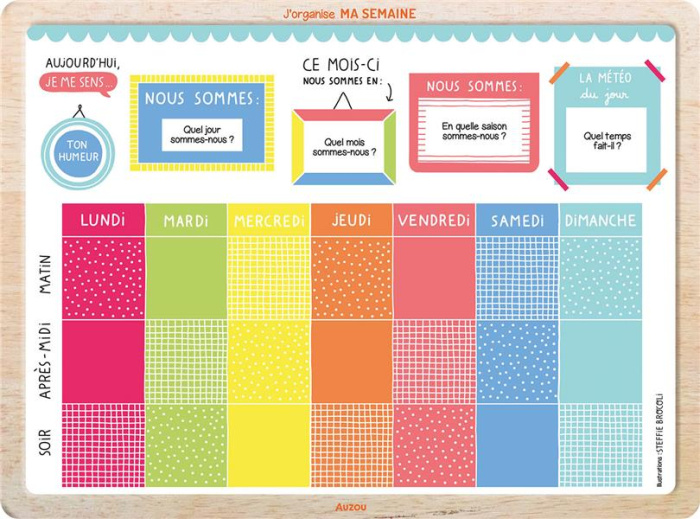 Mon tableau J'organise ma semaine. Avec   de 60 aimants