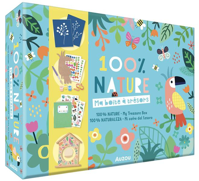100% nature. Ma boîte à trésors, avec un carnet à personnaliser, un nichoir à oiseaux, du papier pho