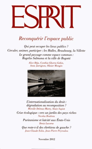 Esprit N° 389, Novembre 2012 : Reconquérir l'espace public