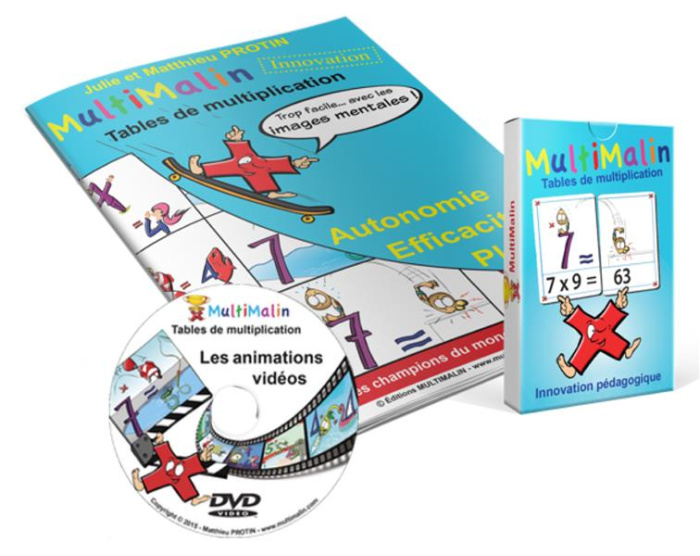 Multimalin.Tables de multiplication. Le cahier d'apprentissage, avec le jeu de 56 cartes, avec 1 DVD