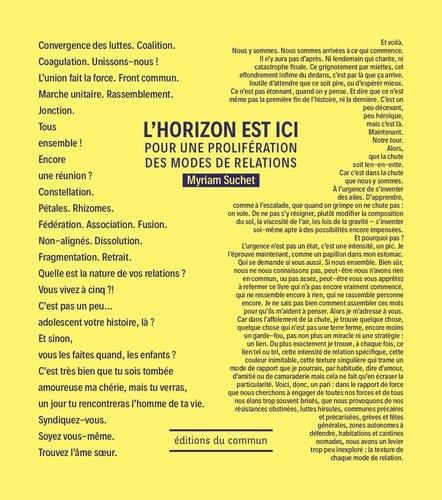 L'horizon est ici. Pour une prolifération des modes de relations