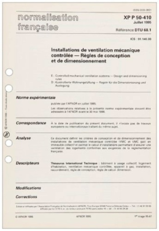 DTU 68.1 Installations de ventilation mécanique contrôlée